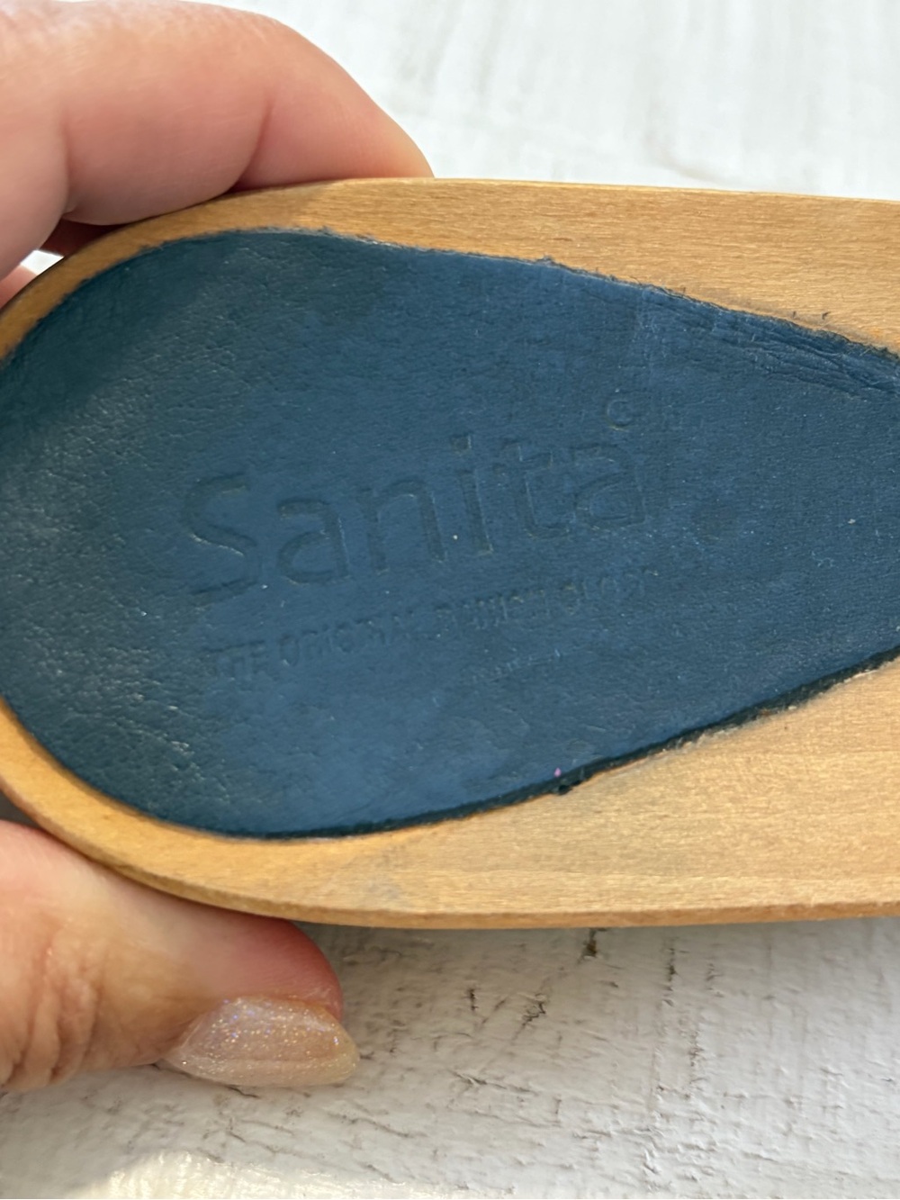 Sanita Clog Sandals EU size 40 US 8.5 9 Navy Blue Suede Slip On Wooden - Picture 6 of 15